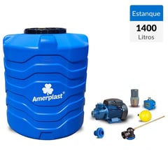 AMERPLAST - Estanque Antibacterial Tricapa 1400 L + Kit Bomba 1 Hp