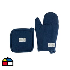 DECO EXPRESS - Set de toma olla y guante azul