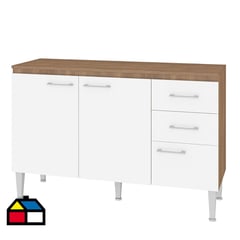 VEKKAHOME - Mueble Base Lugo 120x40x79 cm Blanco/Café