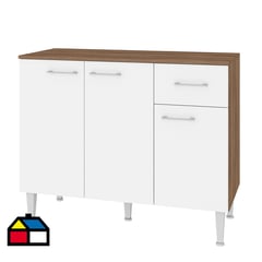 VEKKAHOME - Mueble base 105X45X83 blanco/café