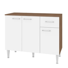 VEKKAHOME - Mueble Base 105x83x45 cm Blanco/Café