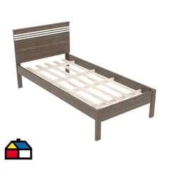 TECNOMOBILI - Cama marquesa tradicional 1 plaza nogal/blanco v.horizontal