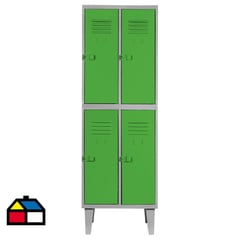 MOVILOCKERS - Lockers alta resistencia 170x56x45 cm 2 cuerpo 4 puerta verde