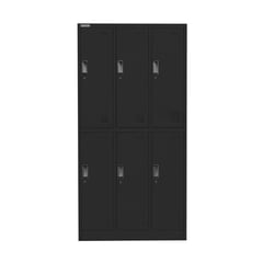 MOVILOCKERS - Locker de Oficina 3 Cuerpos 6 Puerta(s) 6 Repisa(s) 90xx40 cm Negro Mate