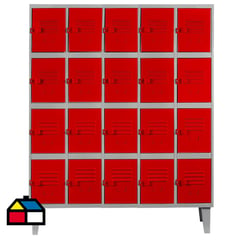 MOVILOCKERS - Lockers alta resistencia 170x137x45 cm 5 cuerpo 20 puerta rojo