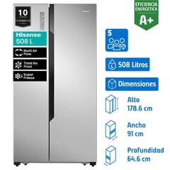 HISENSE - Refrigerador Side by Side No Frost 508 Litros Inox RC-67WS2