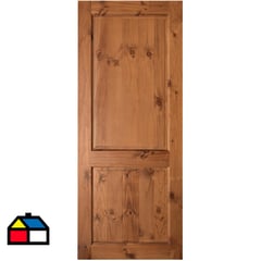 HOLZTEK - Puerta Exterior Madera pino radiata 80x200 cm Italia Castaño