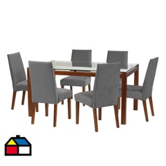 LATAM HOME - Juego de Comedor Barcelona 160x100 cm 6 Sillas Cadiz Gris