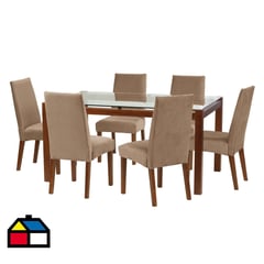 LATAM HOME - Juego de Comedor Barcelona 160x100 cm 6 Sillas Cadiz Beige