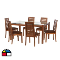 LATAM HOME - Juego de Comedor Bar 160x100 cm 6 Sillas Tenerife Pu Chocolate