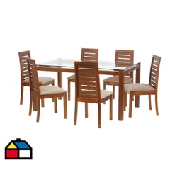 LATAM HOME - Juego de Comedor Barcelona 160x100 cm 6 Sillas Tenerife Beige