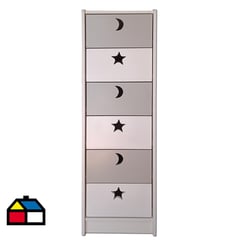 MUEBLES KIDS - Cajonera 6 C Slim Blanco Gris