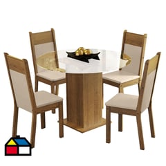 VEKKAHOME - Juego de Comedor 4 Sillas Rita Morello 90x90x76 cm Café