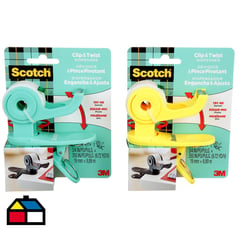 SCOTCH - Dispensador Clip&Twist Cinta Mágica 19 mm x 8.89 m Colores Surtidos