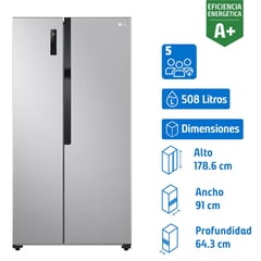 LG - Refrigerador Side by Side No Frost 509 Litros Platinum Silver GS51MPP