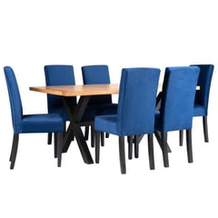 NUEVALINEA - Juego de Comedor Bariloche 6 Sillas Lisas Azul