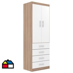 EXIT - Closet 2 puertas 4 cajones 62x40x181 cm roble/blanco