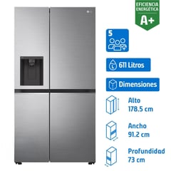 LG - Refrigerador Side by Side No Frost 611 Litros Platinum Silver GS66WPP