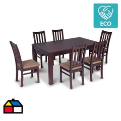 CIC - Juego de comedor Ñuble 6 sillas chocolate