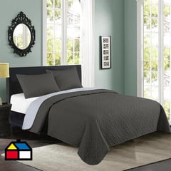 ILLUSIONS - Cubrecama Quilt Bicolor 2P Black-Gray