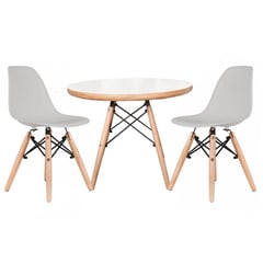 DE PIES A CABEZA - Set De Mesa Blanca Y Dos Sillas Gris Eames