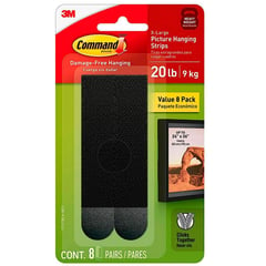 COMMAND - Tiras para colgar cuadros 9 kg, negro 8 pares