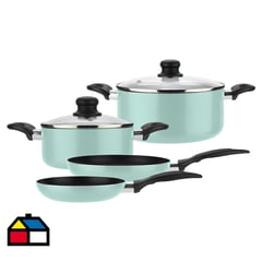 FANTUZZI - Batería de cocina gourmet aluminio 6 piezas menta