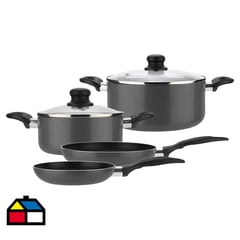 FANTUZZI - Batería de cocina gourmet aluminio 6 piezas gris