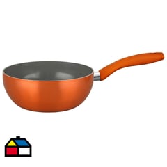 DORAL - Wok aluminio salmón sin tapa con fondo titanio 22 cms