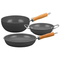 DORAL - Set paila sartén y wok negro family cook