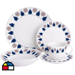 DORAL - Juego de Loza 20 Piezas Porcelana Alessandra Multicolor