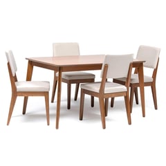 DECOCASA - Juego de Comedor Olive 1.35 Natural + 4 Sillas Neew Ella L02