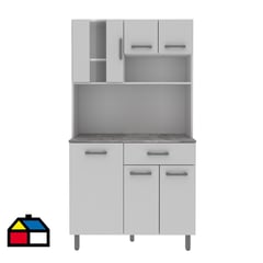 TECNOMOBILI - Kit Mueble Cocina 6 Puertas Y 1 Cajón Blanco/Blanco/Concreto CZ1015BB