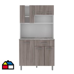 TECNOMOBILI - Kit Mueble Cocina 6 Puertas 1 Cajón Blanco/Carvalho/Concreto CZ1015BC