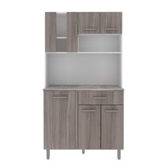 TECNOMOBILI - Kit Mueble Cocina 6 Puertas 1 Cajón Blanco/Carvalho/Concreto CZ1015BC