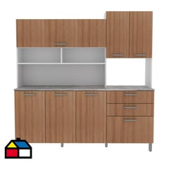 TECNOMOBILI - Kit Mueble Cocina 6 Puertas 3 Cajones Bl/Almendra/Concreto CZ1014BA