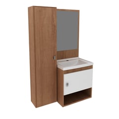 TECNOMOBILI - Mueble baño aéreo con 2 puertas Almendra/Blanco lavamanos BN3631.0002C