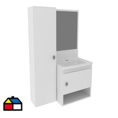 TECNOMOBILI - Mueble baño aéreo con 2 puertas Blanco con lavamanos BN3631.0001C