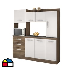 HOME MOBILI - Kit Cocina 6 puertas 3 Cajones Castaño-Blanco Off