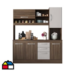 HOME MOBILI - Kit Cocina 5 puertas 3 cajones Cafe-Blanco Off