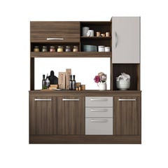 HOME MOBILI - Kit Cocina 5 puertas 3 cajones Cafe-Blanco Off