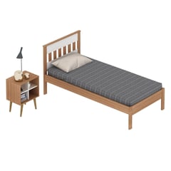 TECNOMOBILI - Combo cama 1 plaza almendra/blanco + 1 velador almendra/blanco