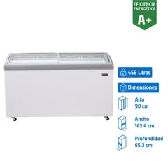 VENTUS - Conservadora Vidrio Curvo Horizontal 456 Litros Blanco CTV-460C