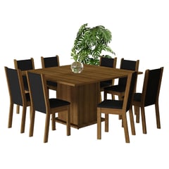 VEKKAHOME - Comedor 8 Sillas Cuadrada 136x77x136 cm Café