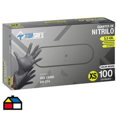 TOPSAFE - Guante Nitrilo Alto Riesgo Negro 5,5gr. T. S