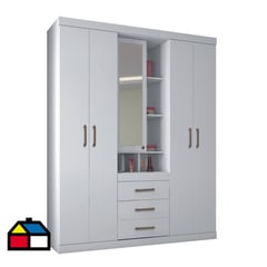 ONESSTA - Closet 5 puertas 3 cajones blanco con espejo