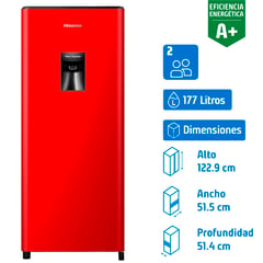 HISENSE - Refrigerador Single Door Frío Directo 177 Litros Rojo HRO179DR