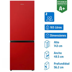 HISENSE - Refrigerador Bottom Freezer Frío Directo 165 Litros Rojo RB215NR