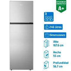 HISENSE - Refrigerador Top Freezer No Frost 246 Litros Silver RT320NV