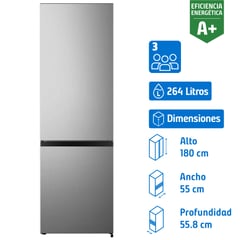 HISENSE - Refrigerador Bottom Freezer Frío Directo 264 Litros Silver RB341NL